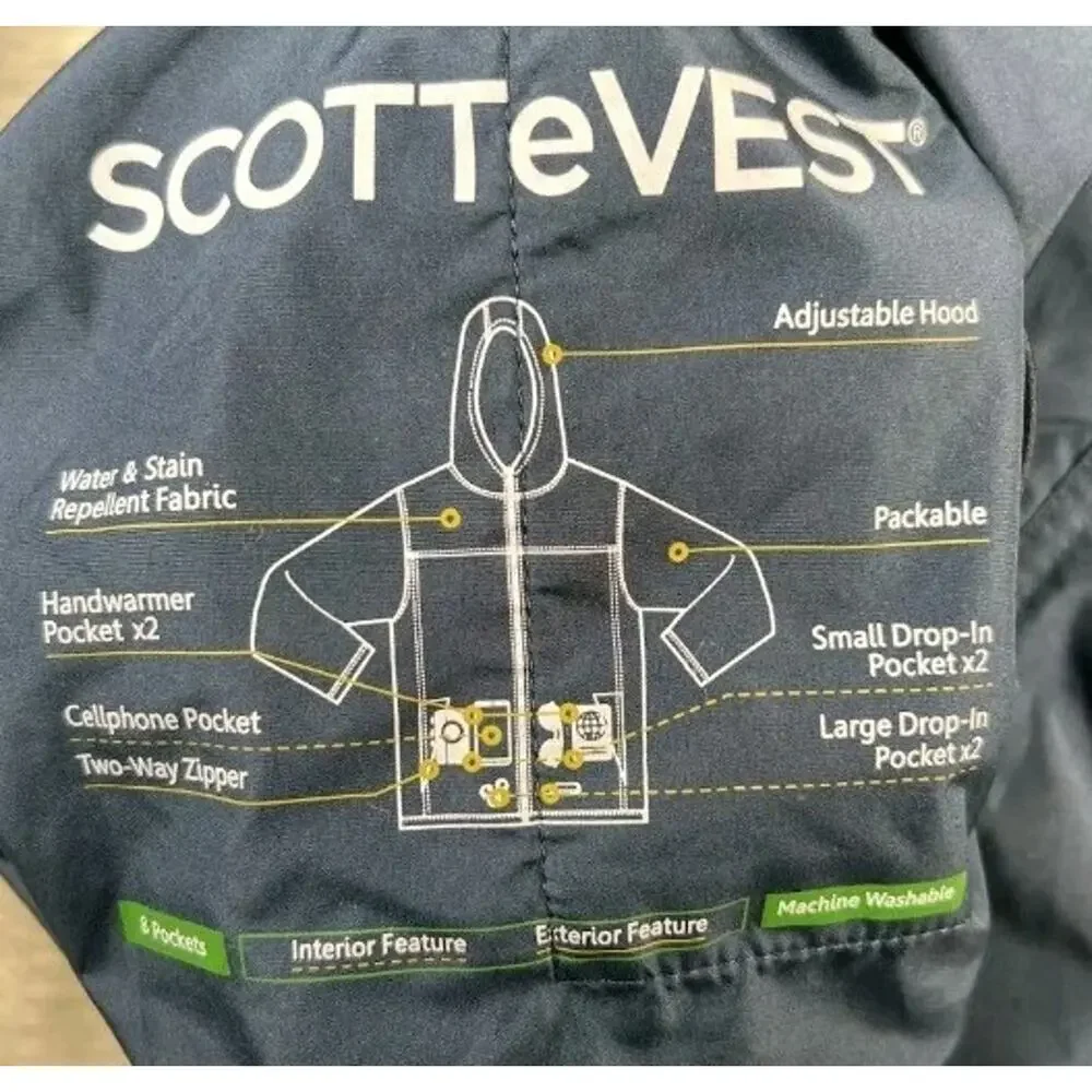 Men's SCOTTeVEST Pack Windbreaker TEC Blue Jacket Packable Repellent - XL - Picture 4 of 8